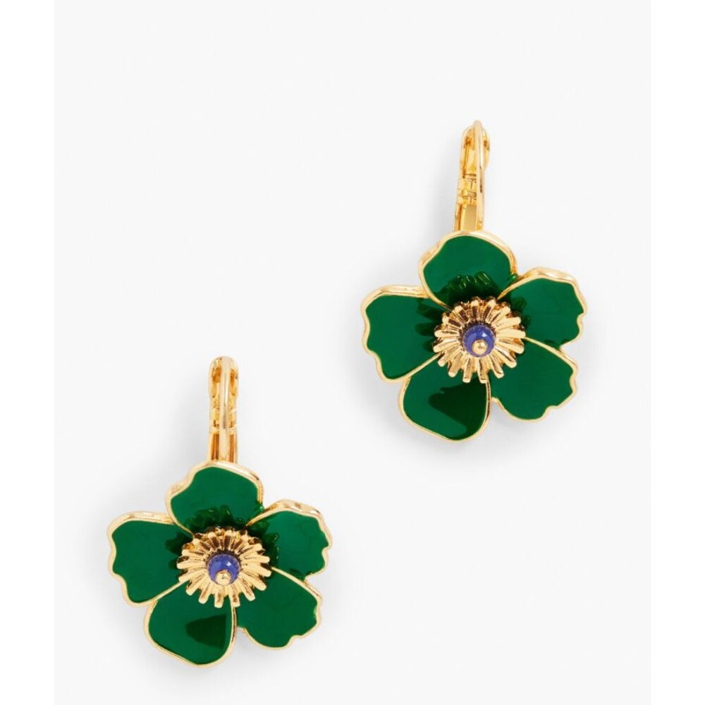Talbots Green Fall Floral Drop Earrings